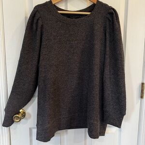 Jane + Delancey Super Soft Textured Puff Shoulder Knit Top Gray 1X NWT